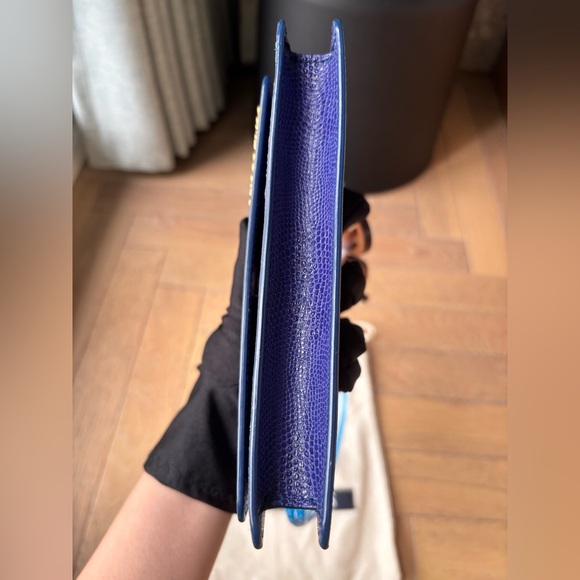 Jacquemus Dark Blue Lizard Embosed Leather Le Riveira Shoulder Bag - Picture 7 of 13